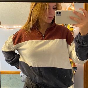 Red, white and blue sweatshirt